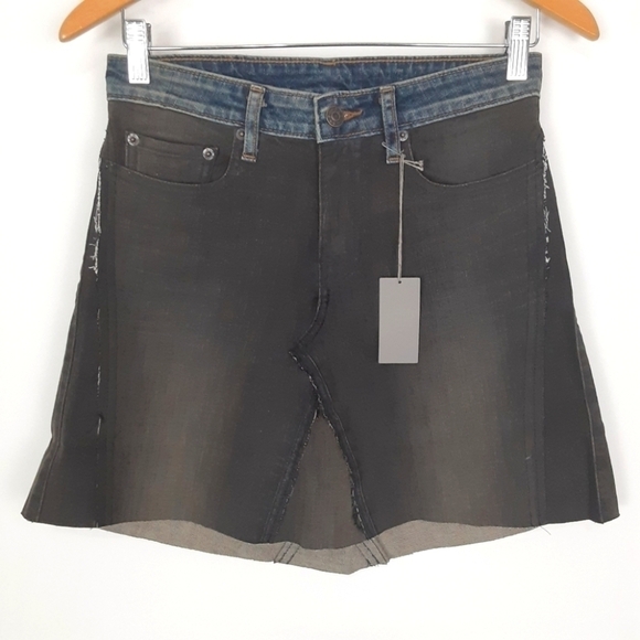 NWT 6397 News High Waist Contrast Mini Denim Skirt Available In Multiple Sizes - Picture 2 of 11